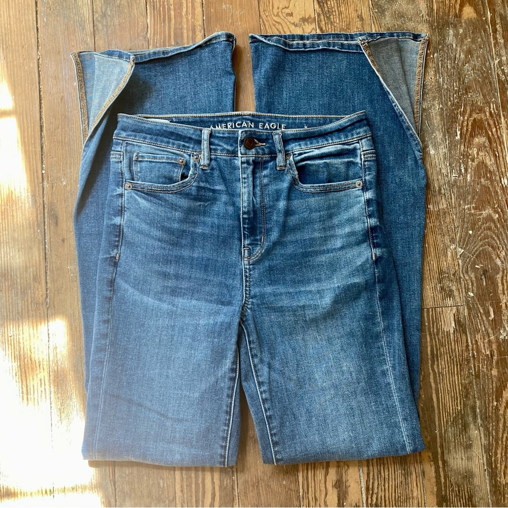 American Eagle Super Stretch Super High Rise Flare Jeans with Slits